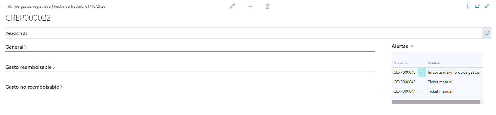 PostedExpReportAlertSection