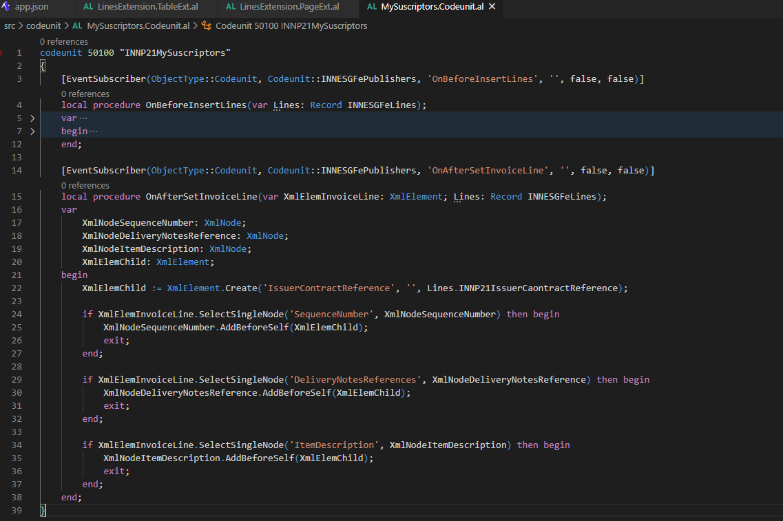 ExtensionSuscriptorSetInvoiceLine
